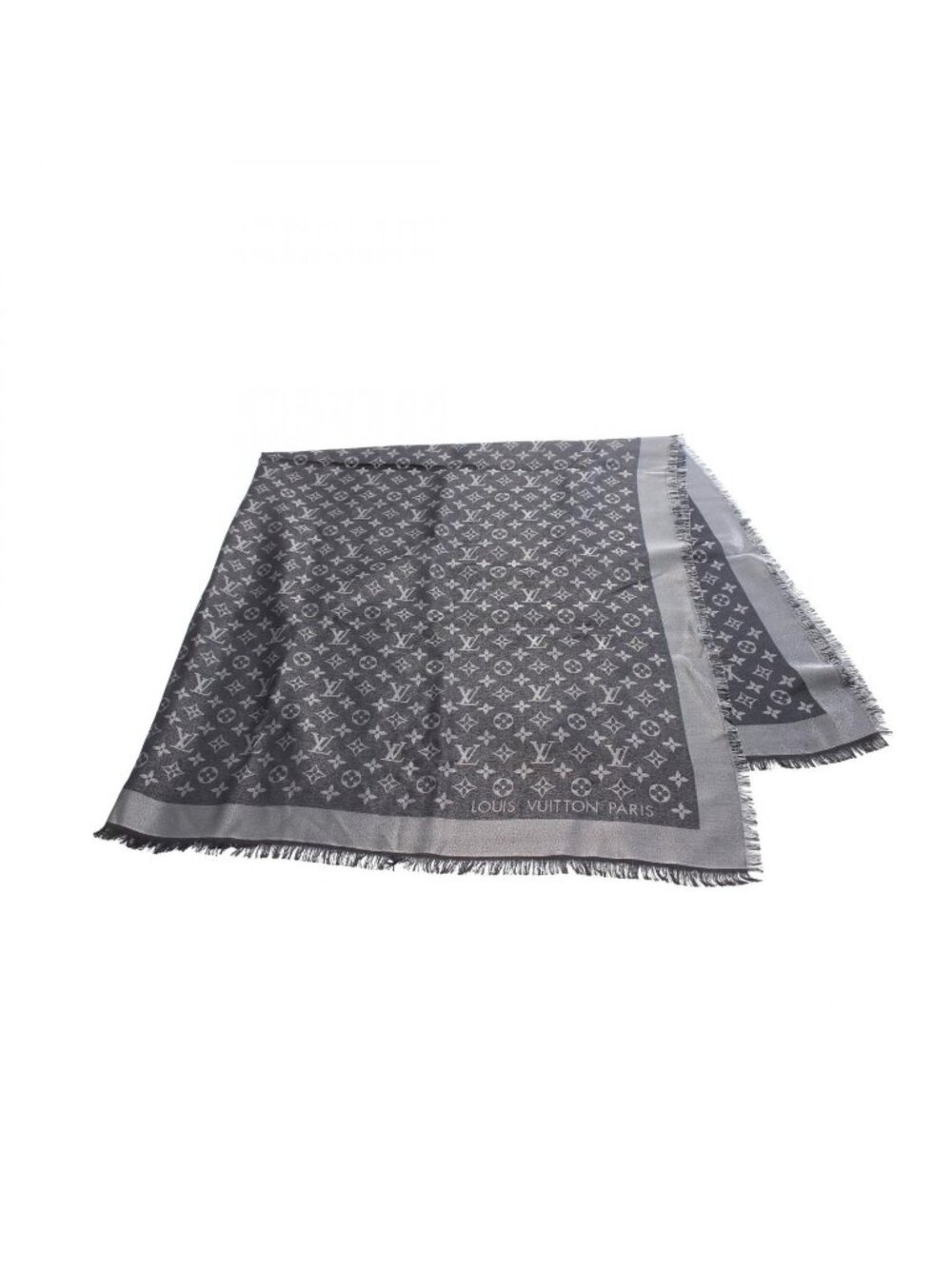 Louis Vuitton Shawl Monogram Shine Silk Wool Scarf